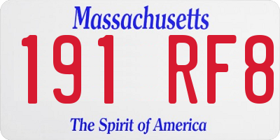 MA license plate 191RF8
