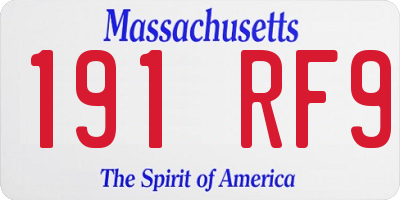 MA license plate 191RF9