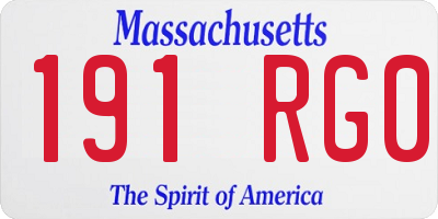 MA license plate 191RG0