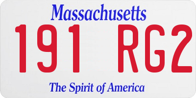 MA license plate 191RG2