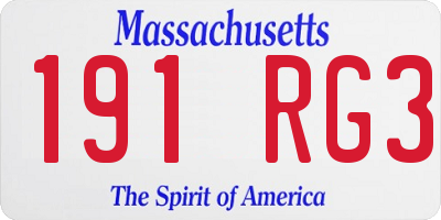 MA license plate 191RG3