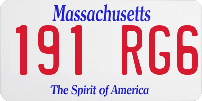 MA license plate 191RG6