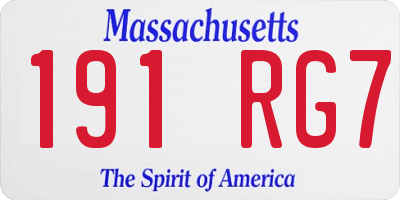 MA license plate 191RG7