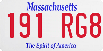 MA license plate 191RG8