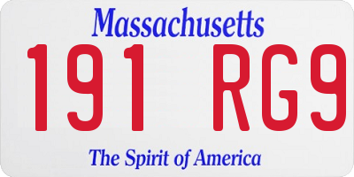 MA license plate 191RG9