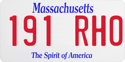 MA license plate 191RH0