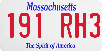 MA license plate 191RH3