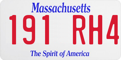MA license plate 191RH4