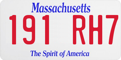 MA license plate 191RH7