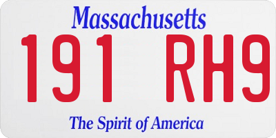 MA license plate 191RH9