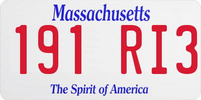 MA license plate 191RI3