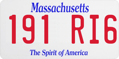 MA license plate 191RI6
