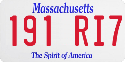 MA license plate 191RI7