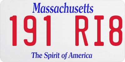 MA license plate 191RI8