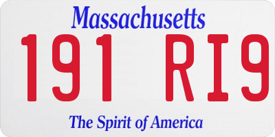 MA license plate 191RI9