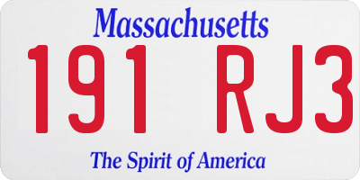 MA license plate 191RJ3