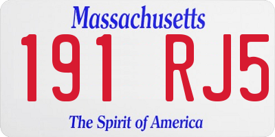 MA license plate 191RJ5