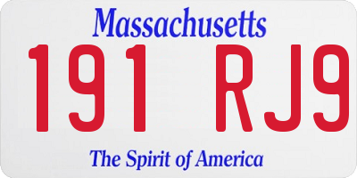 MA license plate 191RJ9