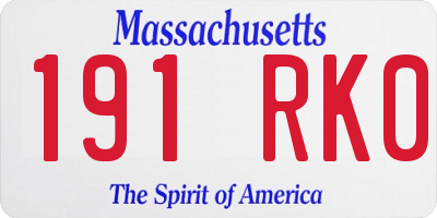 MA license plate 191RK0