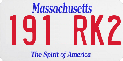MA license plate 191RK2