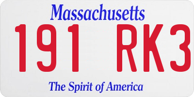 MA license plate 191RK3