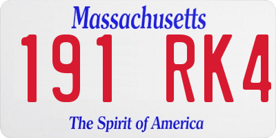 MA license plate 191RK4