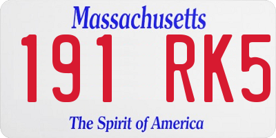 MA license plate 191RK5