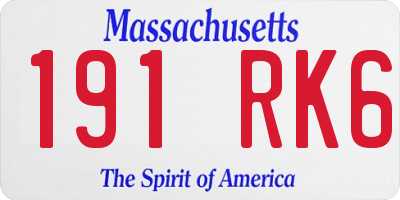 MA license plate 191RK6