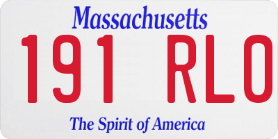 MA license plate 191RL0