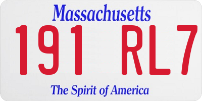 MA license plate 191RL7