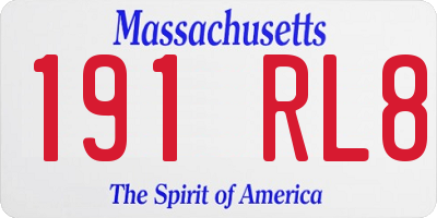 MA license plate 191RL8