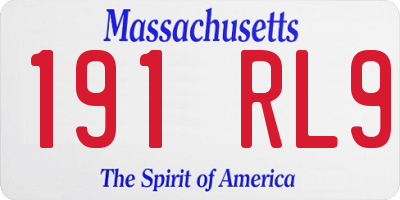 MA license plate 191RL9