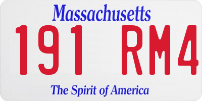MA license plate 191RM4