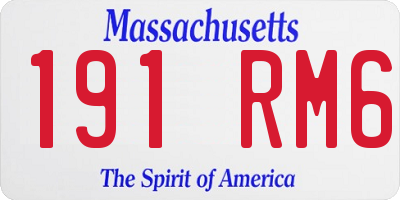 MA license plate 191RM6
