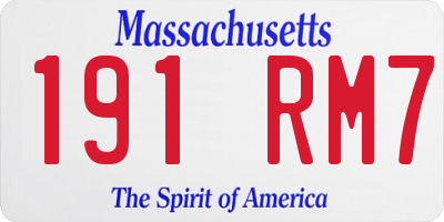 MA license plate 191RM7