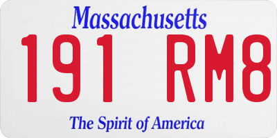 MA license plate 191RM8