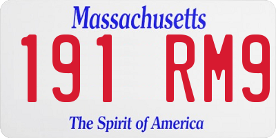 MA license plate 191RM9