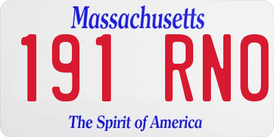 MA license plate 191RN0