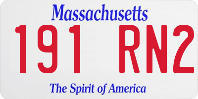 MA license plate 191RN2