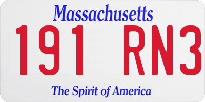 MA license plate 191RN3