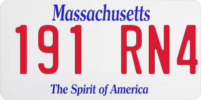 MA license plate 191RN4