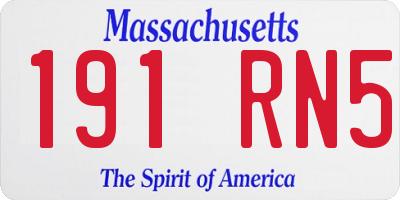 MA license plate 191RN5