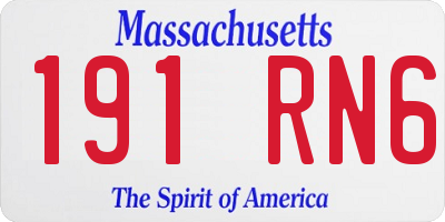 MA license plate 191RN6