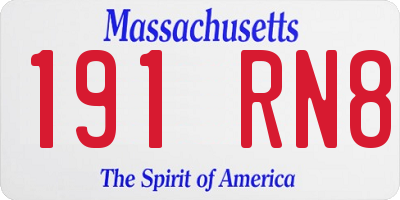 MA license plate 191RN8