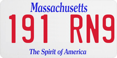 MA license plate 191RN9