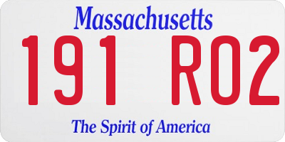MA license plate 191RO2