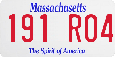 MA license plate 191RO4