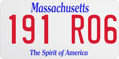 MA license plate 191RO6