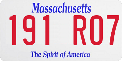 MA license plate 191RO7