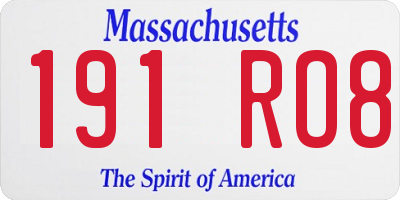 MA license plate 191RO8